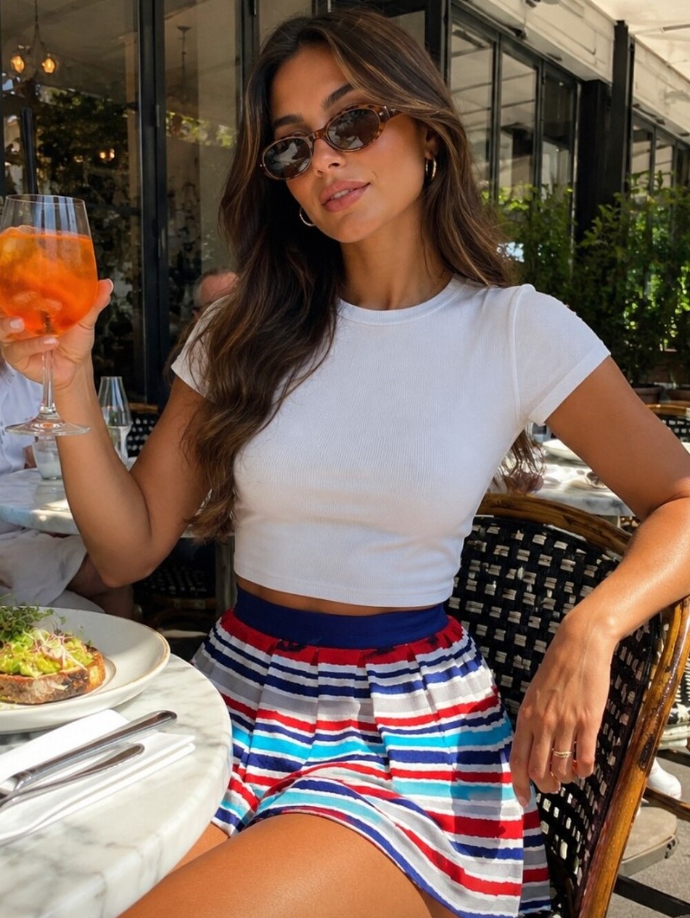 💘Forever 21 Small Colorful Striped Pleated Skirt